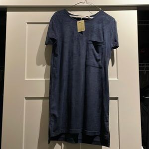 Suede navy summer dress